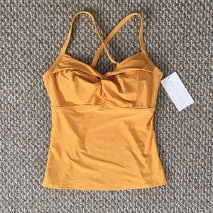 Athleta twist up tankini in mustard yellow